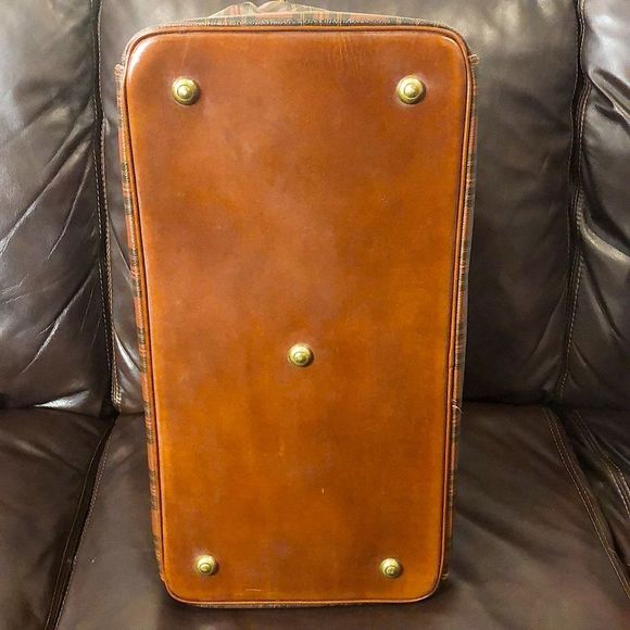 RALPH LAUREN Tartan Plaid Brown Green Doctor Bag Boston Weekend Travel Suitcase - Picture 7 of 17